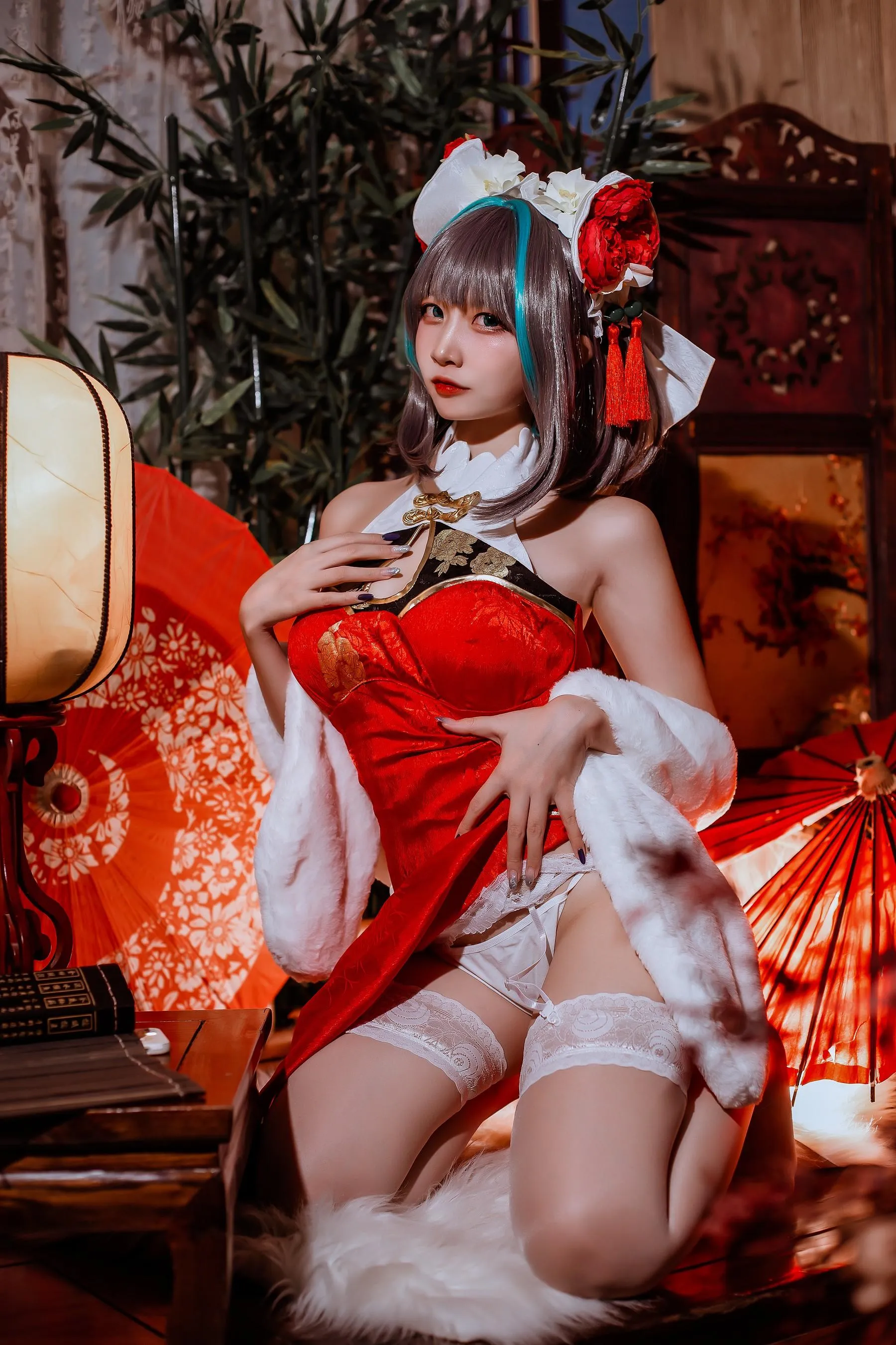 二佐Nisa – NO.151 碧蓝柴郡旗袍 [33P]插图7